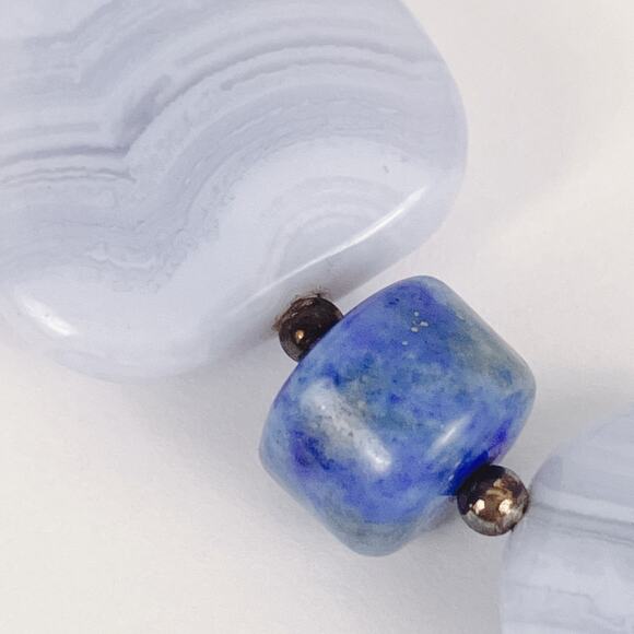 Signed Mine Finds By Jay King Blue Lace Agate Lapis Lazuli 925 Gemstone Necklace - Picture 8 of 13